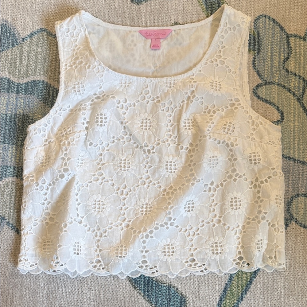 Lilly Pulitzer Cream Floral Lace Blouse
